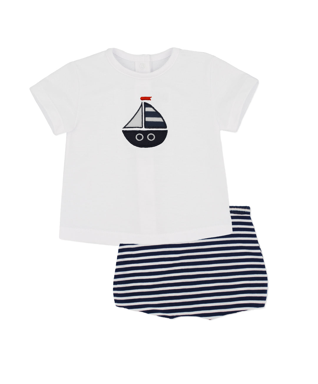 SS23 Rapife Boys Violeta Navy Blue & White Stripe Boat Short Set - Liquorice Kids