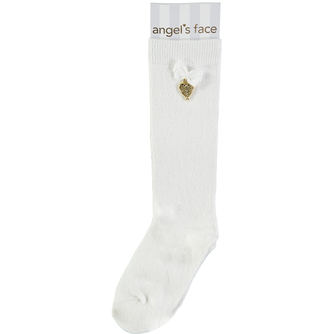 Angel's Face White Knee High Charm Socks