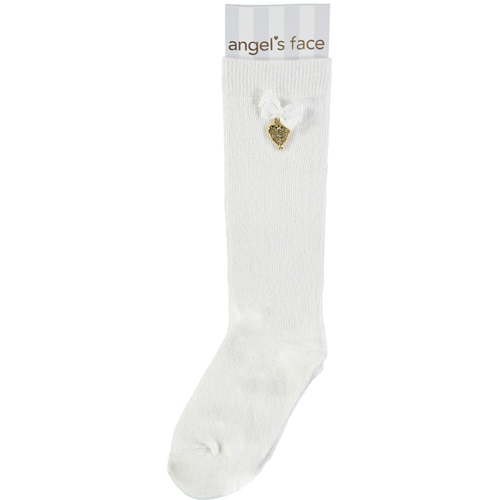 Angel's Face White Knee High Charm Socks