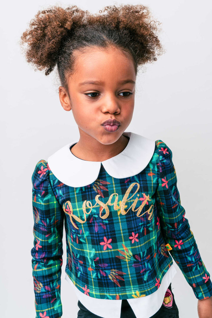 AW21 Rosalita Girls Mosby Green Tartan Skirt Set