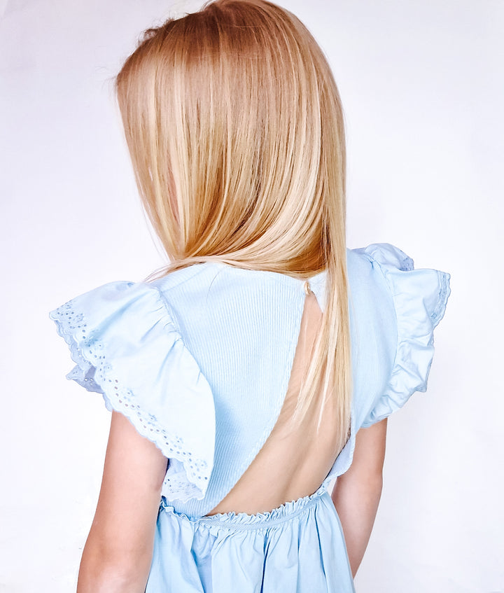 SS23 Laranjinha Girls English Blue Dress V3610