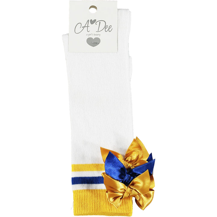 SS21 A Dee Girls Leslie White Ribbon Bow Knee High Socks