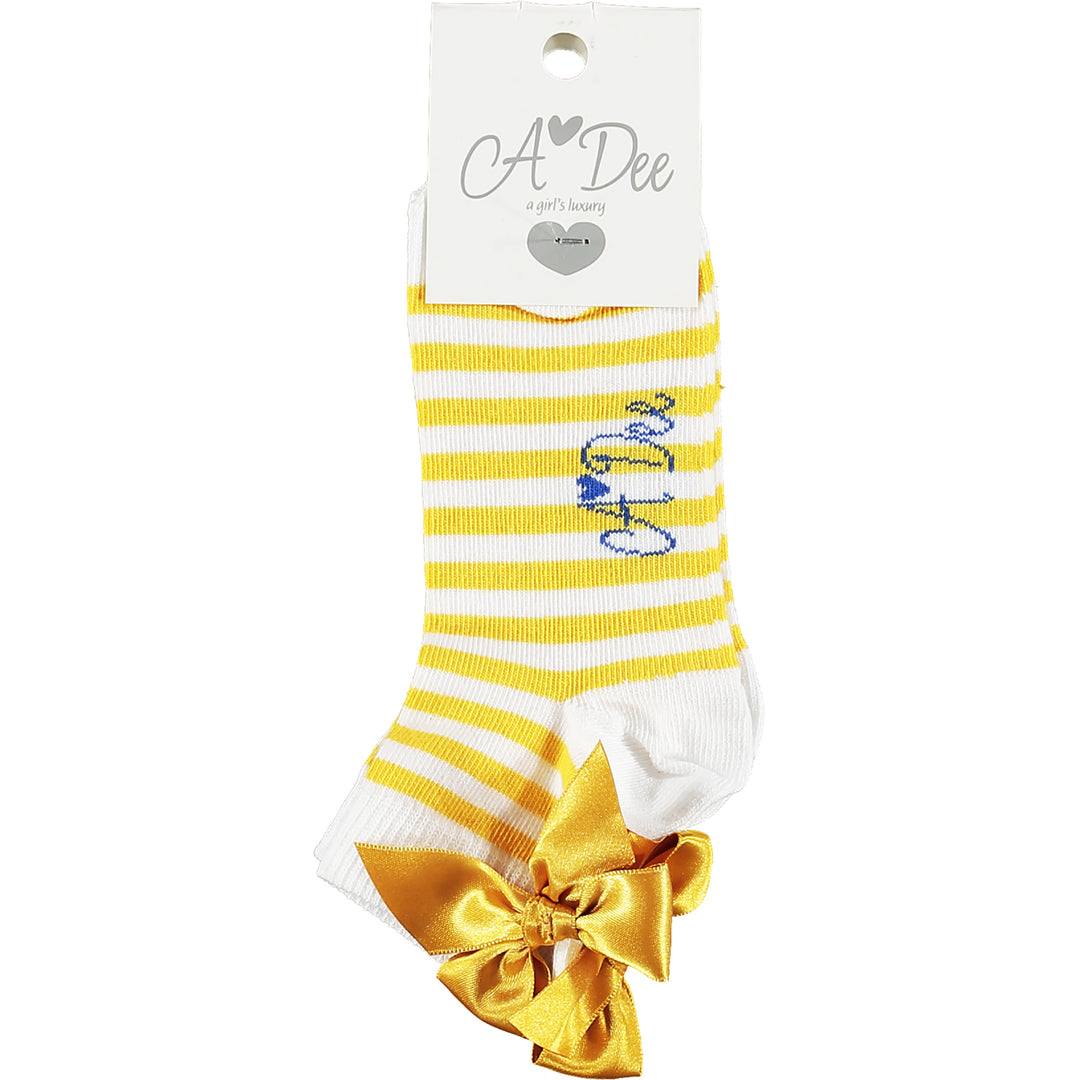 SS21 A Dee Girls Libby Yellow Bow Ankle Socks