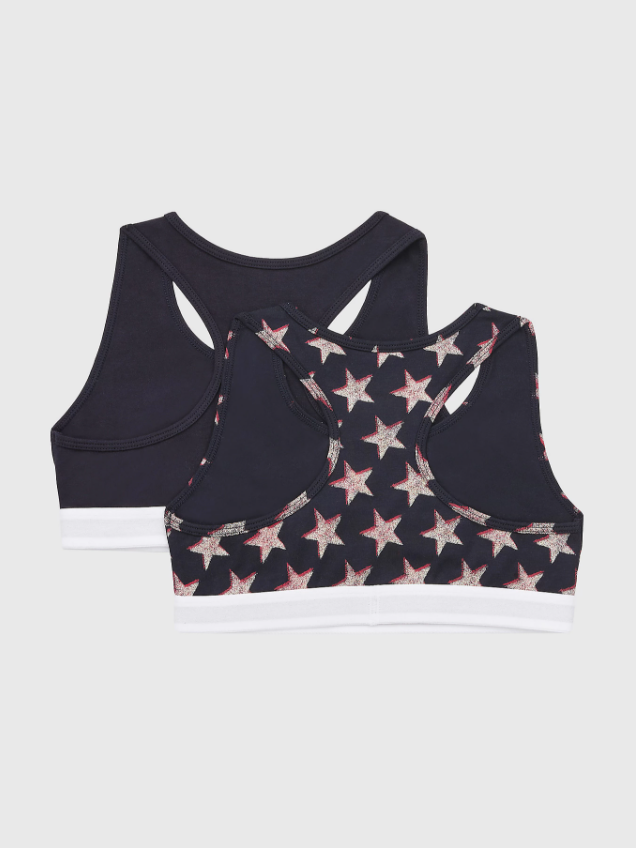 SS22 Tommy Hilfiger Girls Navy Blue Stars Bralette 2-Pack - Liquorice Kids