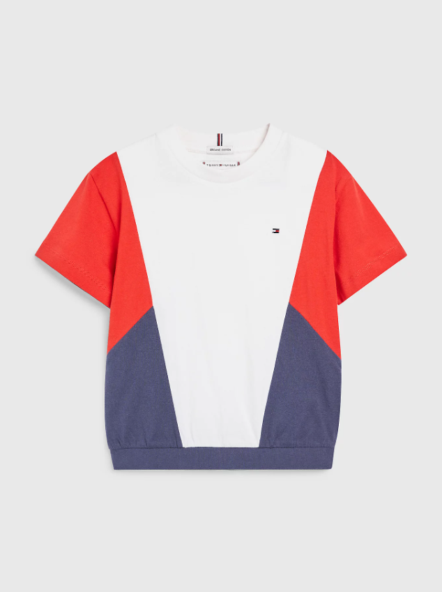 SS22 Tommy Hilfiger Girls Colour Block Top - Liquorice Kids