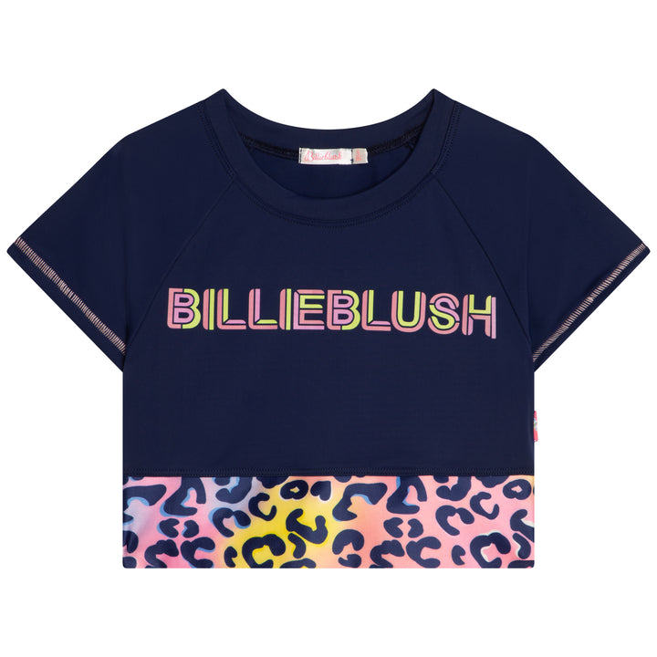 AW22 Billieblush Girls Navy Blue Leopard Print Sports Top