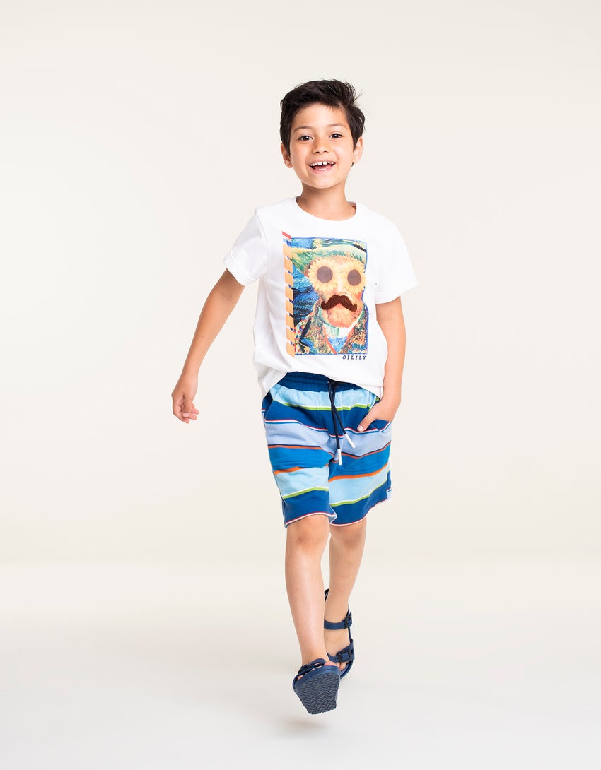 SS22 Oilily Boys Punt Multi-Stripe Blue Sweat Shorts 55