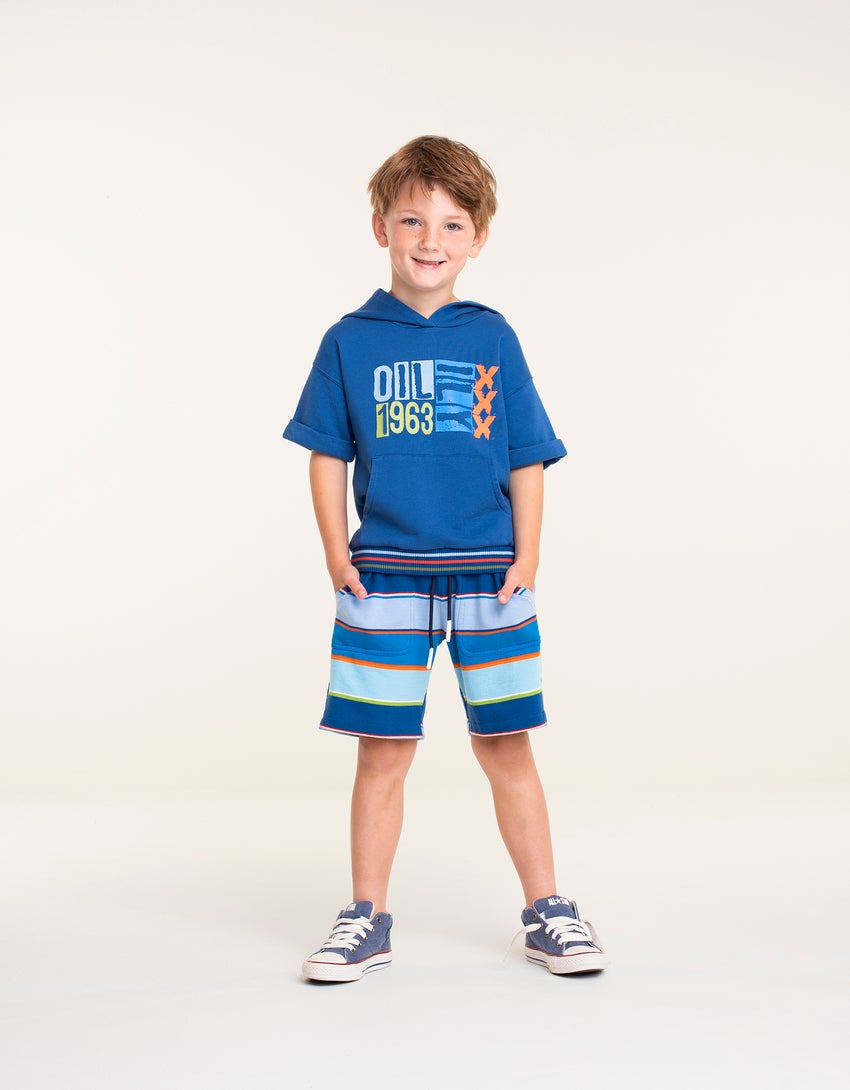 SS22 Oilily Boys Punt Multi-Stripe Blue Sweat Shorts 55