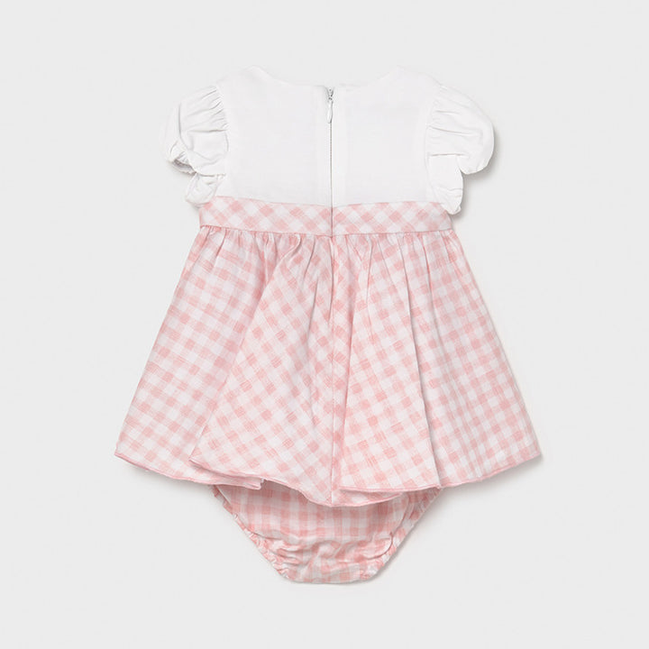 SS21 Mayoral Baby Girls Pink and White Checked Dress and Knickers 1803