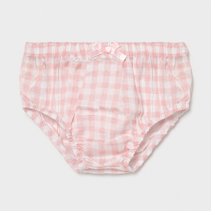 SS21 Mayoral Baby Girls Pink and White Checked Dress and Knickers 1803