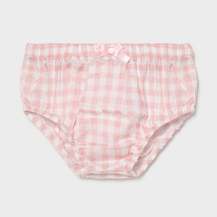 SS21 Mayoral Baby Girls Pink and White Checked Dress and Knickers 1803