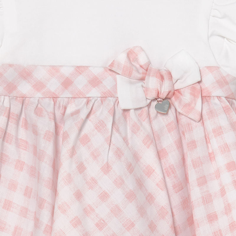 SS21 Mayoral Baby Girls Pink and White Checked Dress and Knickers 1803