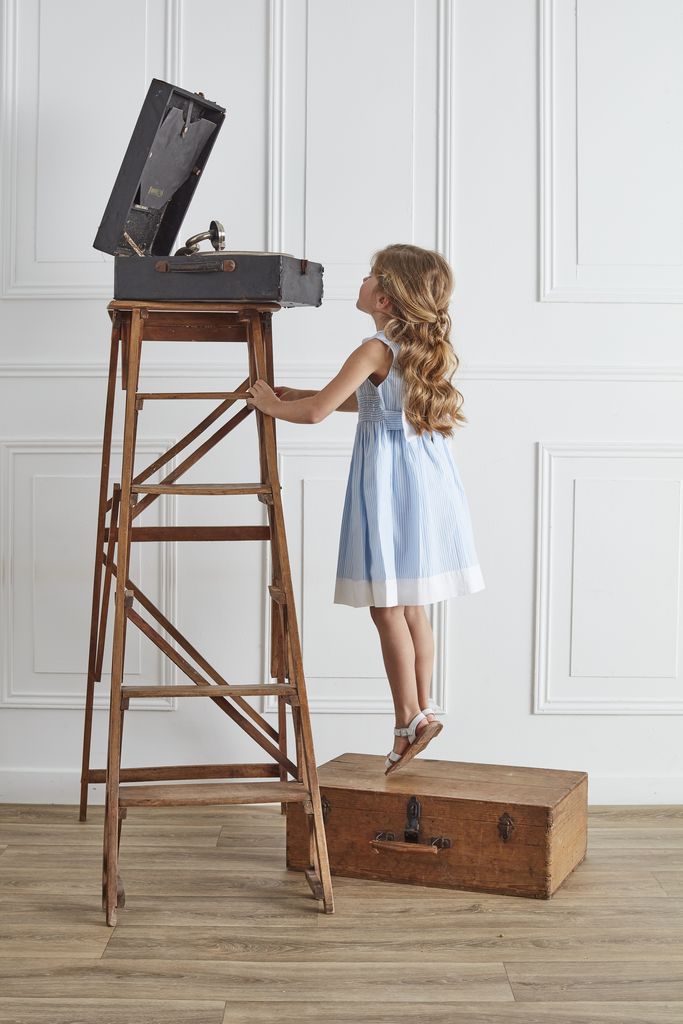 SS23 Kidiwi Girls Flora Blue Smocked Dress