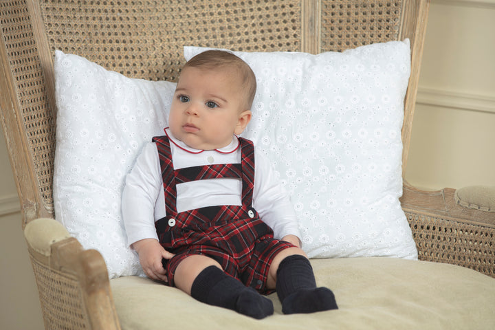 AW22 Patachou Baby Boys Red Tartan Romper Set