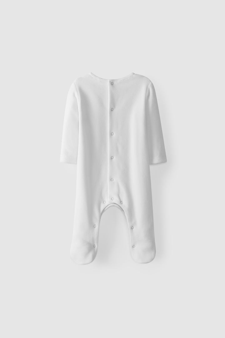 AW22 Laranjinha Baby Grey & White Velour Babygrow I2102