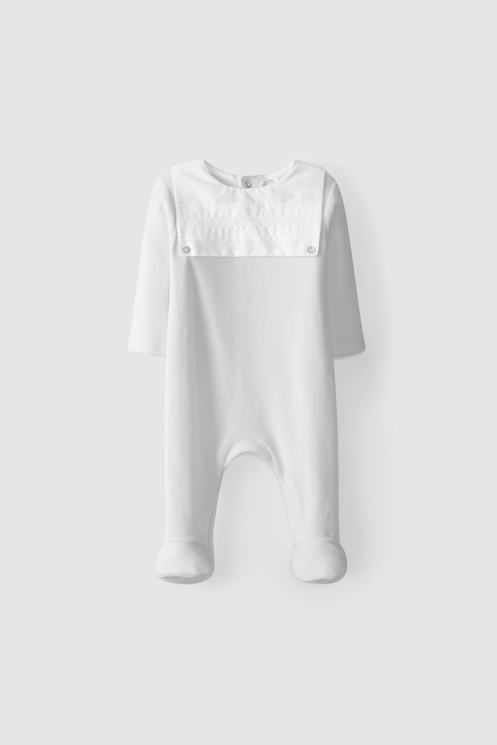 AW22 Laranjinha Baby Grey & White Velour Babygrow I2102
