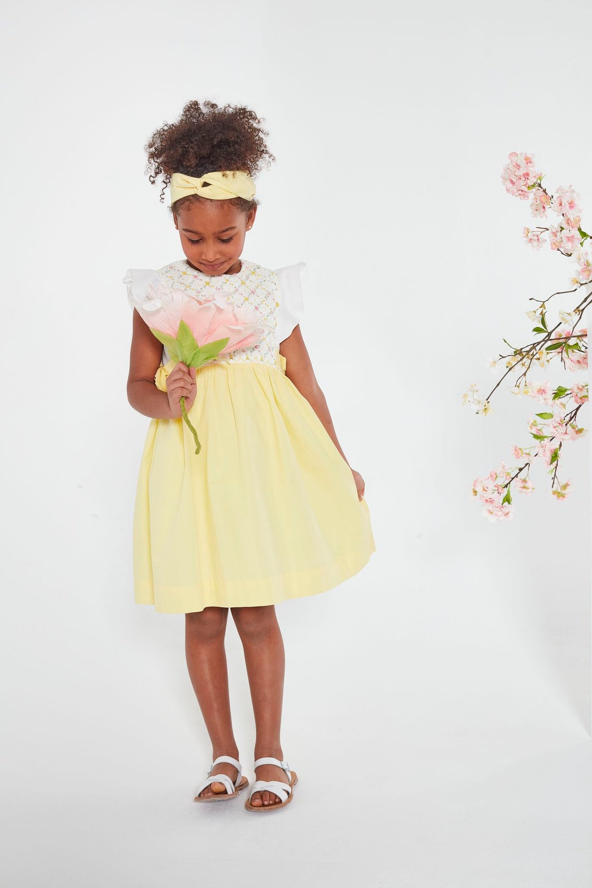 Girls white smocked dress on sale