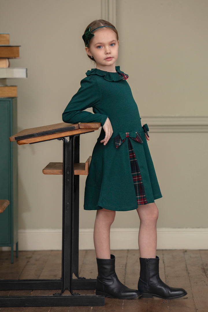 AW22 Patachou Girls Green Tartan Dress