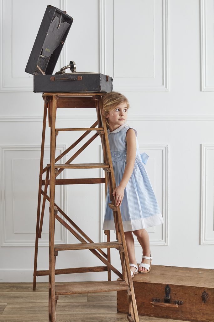 SS23 Kidiwi Girls Flora Blue Smocked Dress