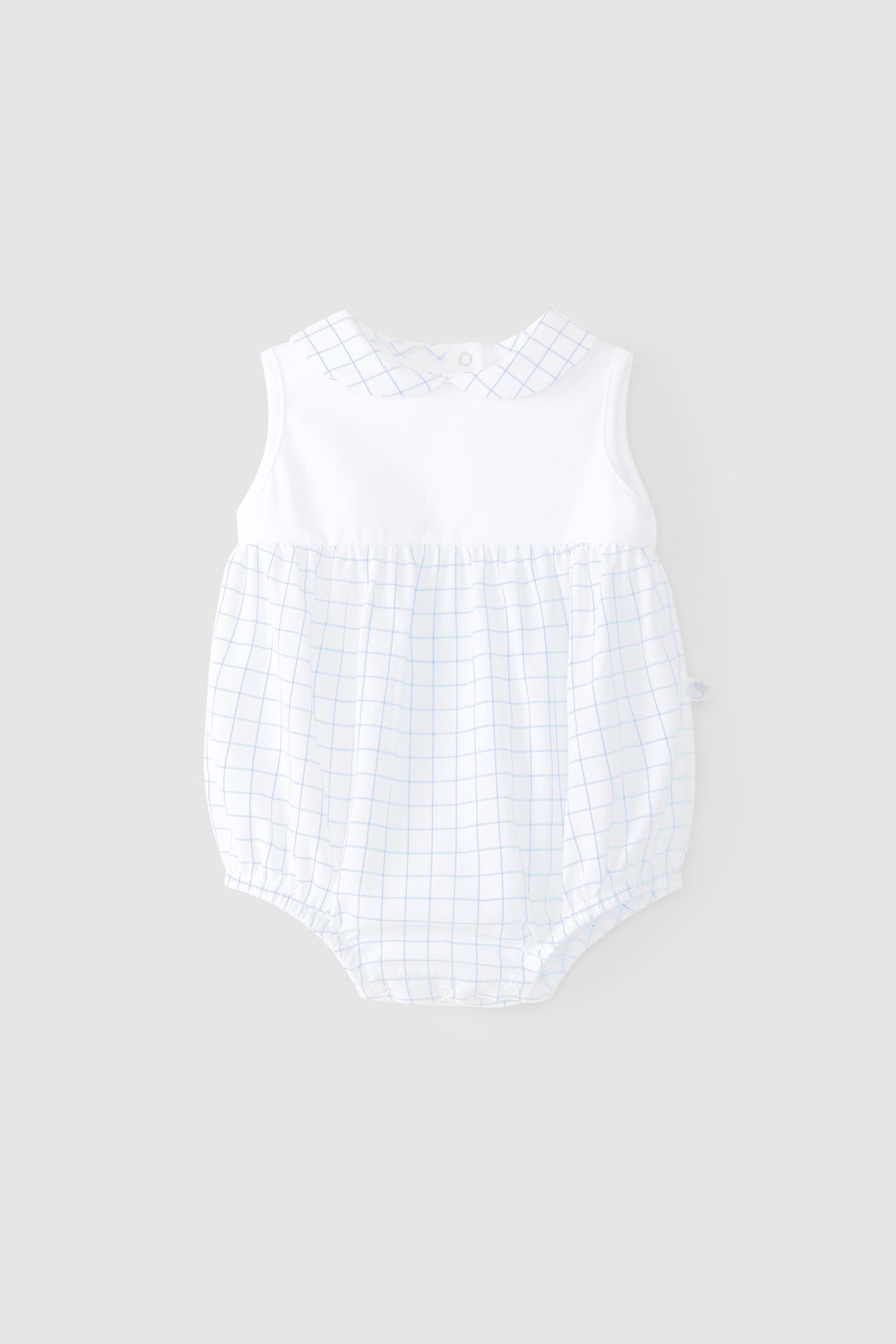 SS22 Laranjinha Baby Boys Blue & White Romper V2598 - Liquorice Kids