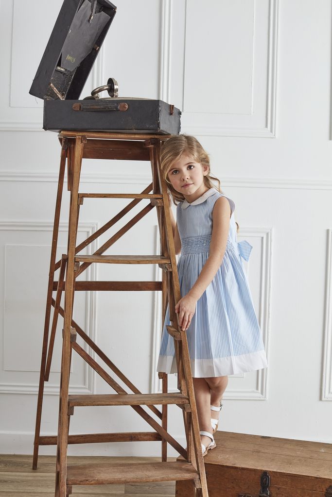 SS23 Kidiwi Girls Flora Blue Smocked Dress