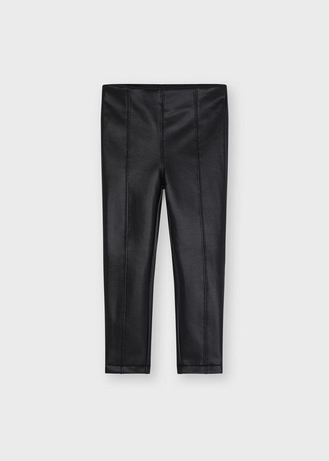 AW22 Mayoral Girls Black Faux Leather Leggings 4736