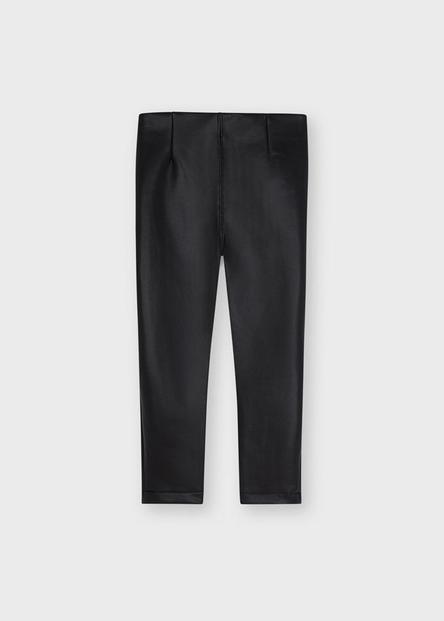 AW22 Mayoral Girls Black Faux Leather Leggings 4736