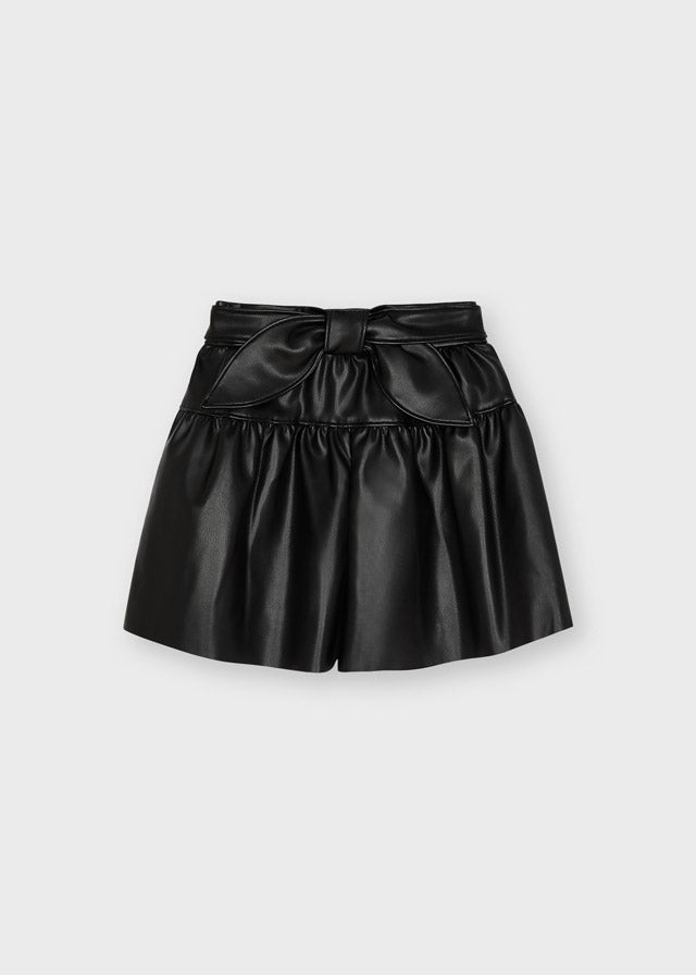 AW22 Mayoral Girls Black Faux Leather Skort 4907