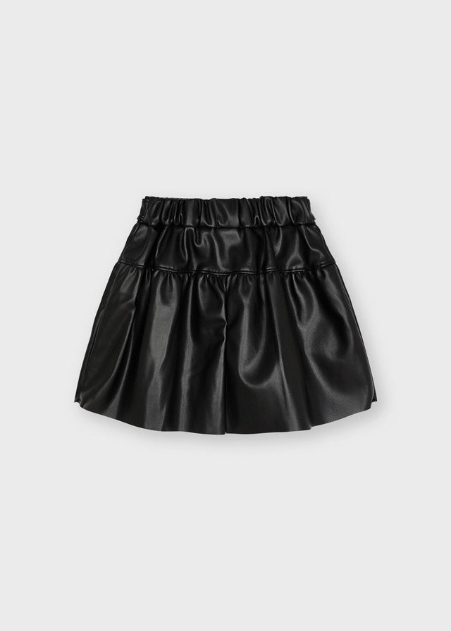 AW22 Mayoral Girls Black Faux Leather Skort 4907