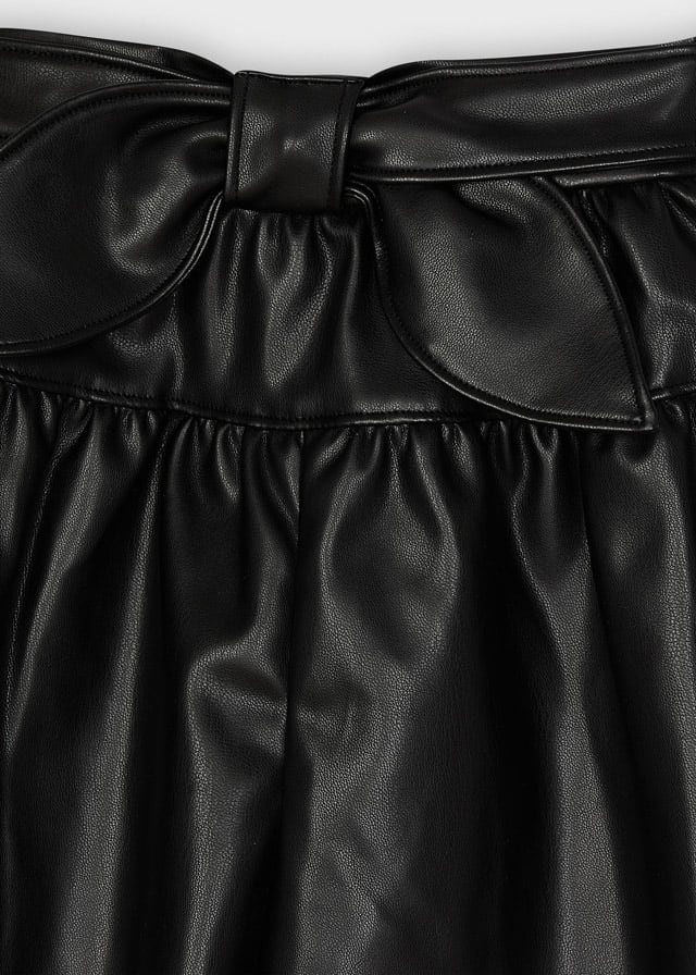 AW22 Mayoral Girls Black Faux Leather Skort 4907