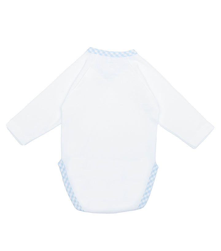Laranjinha Baby White & Blue Check Trim Set