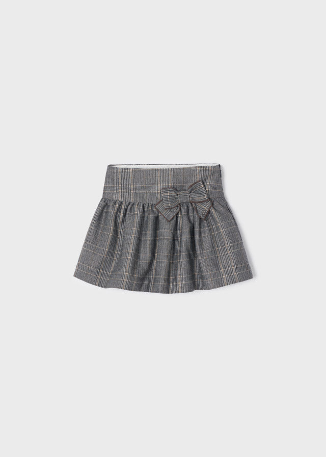 AW22 Mayoral Girls Black Check Bow Skirt 4946
