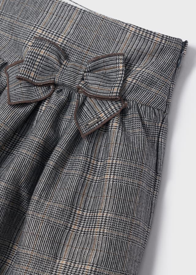 AW22 Mayoral Girls Black Check Bow Skirt 4946