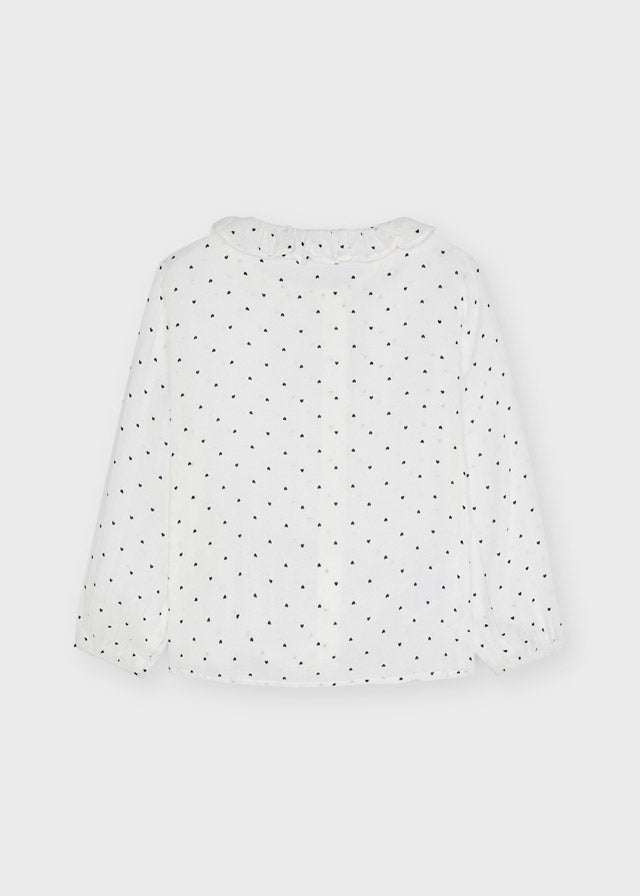 AW21 Mayoral Girls White & Black Heart Blouse 4172