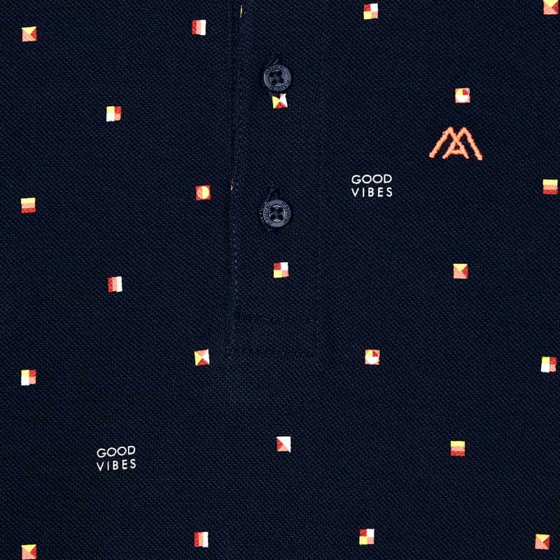 SS21 Mayoral Boys Navy Blue Patterned Polo Top 3106
